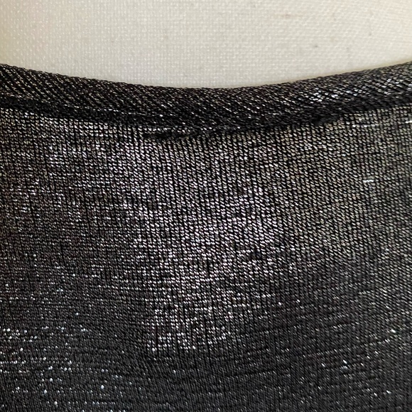 Clientele Vintage Shiny Silver Metallic Cowl Neck Cap Sleeve Holiday Party Top-M - Picture 5 of 16